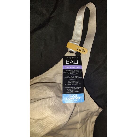 NWT Bali Double Support Cotton Blend Wireless Bra Size 42DD Curvy RN 15763 - Picture 7 of 7